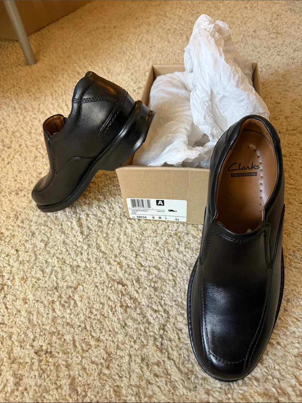 Clarks Black Leather Slip-On Casual Dress Loafers